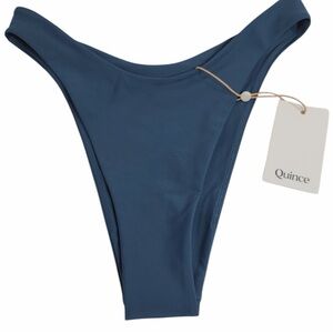 NWT QUINCE Italian High-Leg Bikini Bottom Teal Blue Green